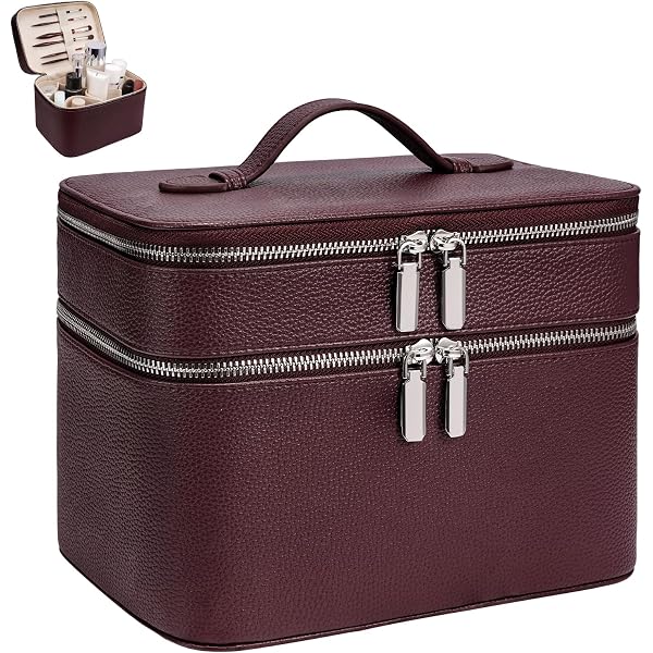 Amazon.com: idoltimes Makeup Case, Large Capacity Leather Makeup